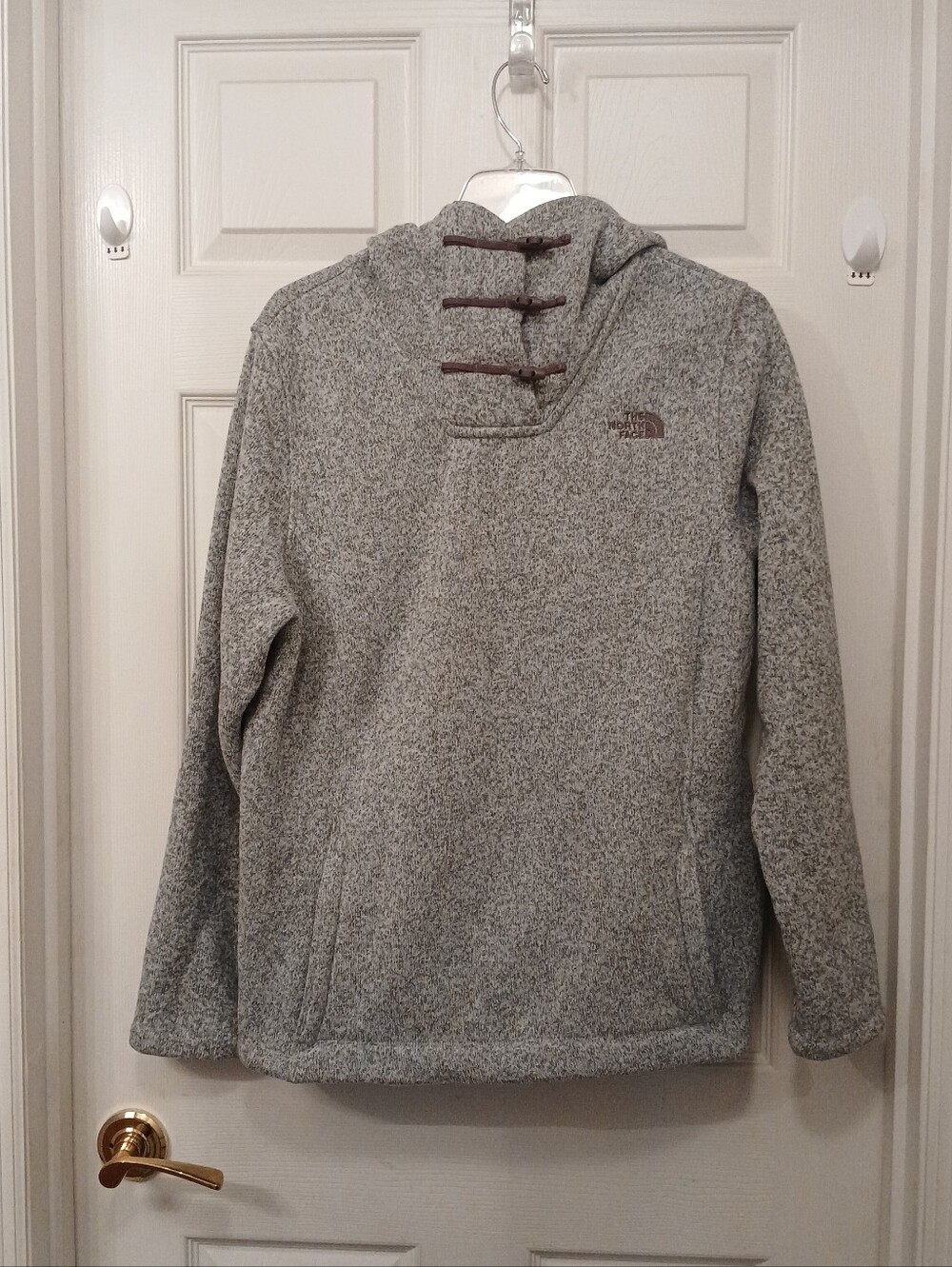 The Noth Face Women's Fleece Knit Hoodie Size XL Heather Gray Grey Gorpcore Chic